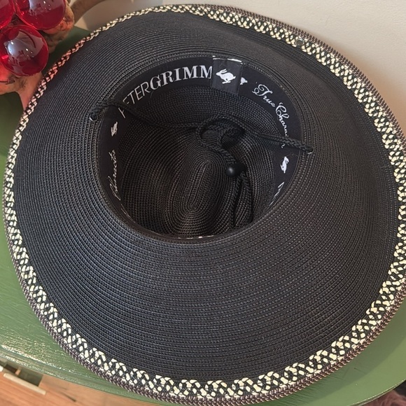 Peter Grimm black straw hat with brown and cream trim - Picture 7 of 7